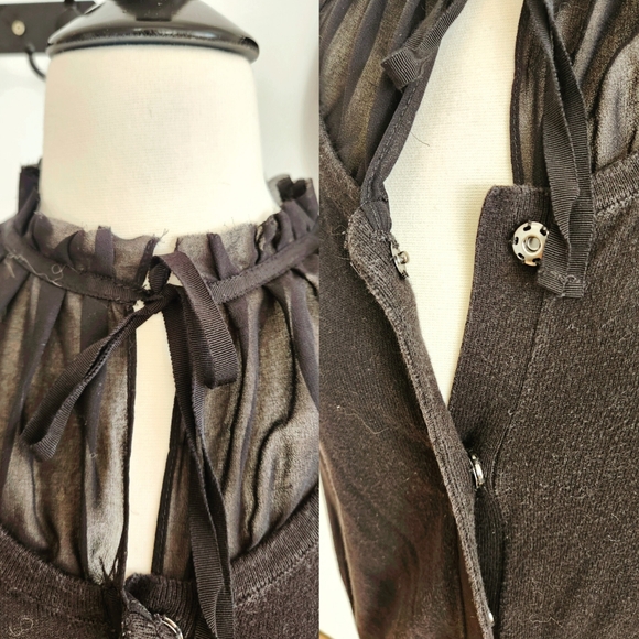 Black Cardigan with Ruffled Collar - Picture 4 of 5